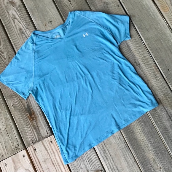 🍁 Under Armor Blue Shirt Short-Sleeved Size: XL - Picture 3 of 6